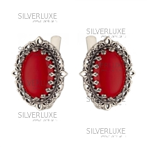 Серьги серебряные с кораллом