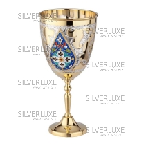 Бокал с позолотой и цветной горячей эмалью на 300 мл 