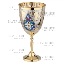 Бокал с позолотой и цветной горячей эмалью на 300 мл 