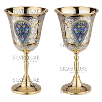 Фужеры "Царские" с позолотой и горячей эмалью на 300 мл