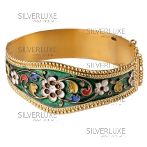 Серебряный браслет с позолотой и горячей эмалью