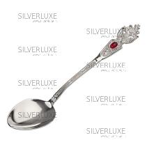 Серебряная чайная ложка "Россия" с красным камнем