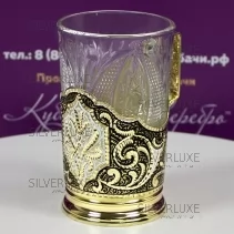 Подстаканник  из латуни с чёрной и белой эмалью