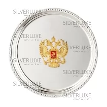 Тарелка мини 999 пробы с гербом России 