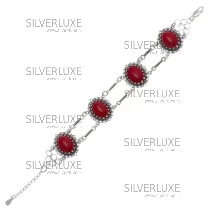 Серебряный браслет с кораллом