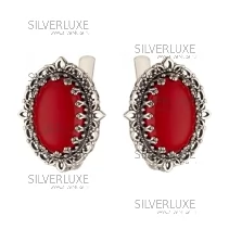 Серьги серебряные с кораллом