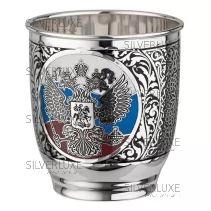 Стакан "Россия" 925 пробы с холодной эмалью на 200 мл (Новинка)